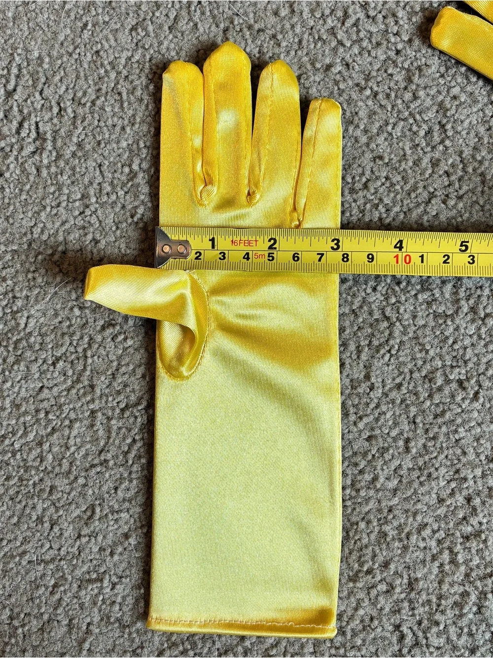 Youth Bright Yellow Satin Long Costume Gloves Kids M/L Cosplay Dress Up